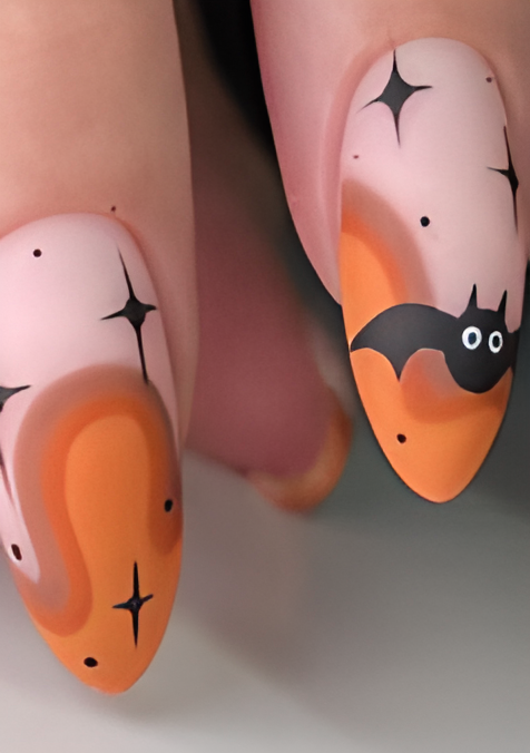 NG292-Pink/orange bat - NAILBLISS