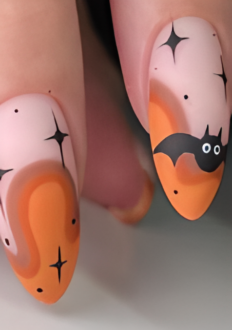 NG292-Pink/orange bat - NAILBLISS 